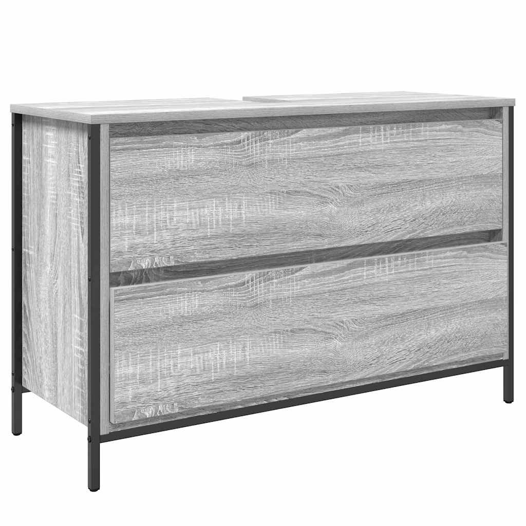 vidaXL Badezimmermöbel-Set mit Regal 3 pcs Graues Sonoma Holzwerkstoff