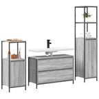 vidaXL Badezimmermöbel-Set mit Regal 3 pcs Graues Sonoma Holzwerkstoff