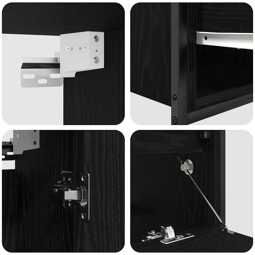 vidaXL 2-tlg. Badmöbel-Set Schwarz Eichen-Optik Holzwerkstoff