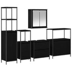 vidaXL Badezimmermöbel-Set mit Regal 5 pcs Schwarz Holzwerkstoff