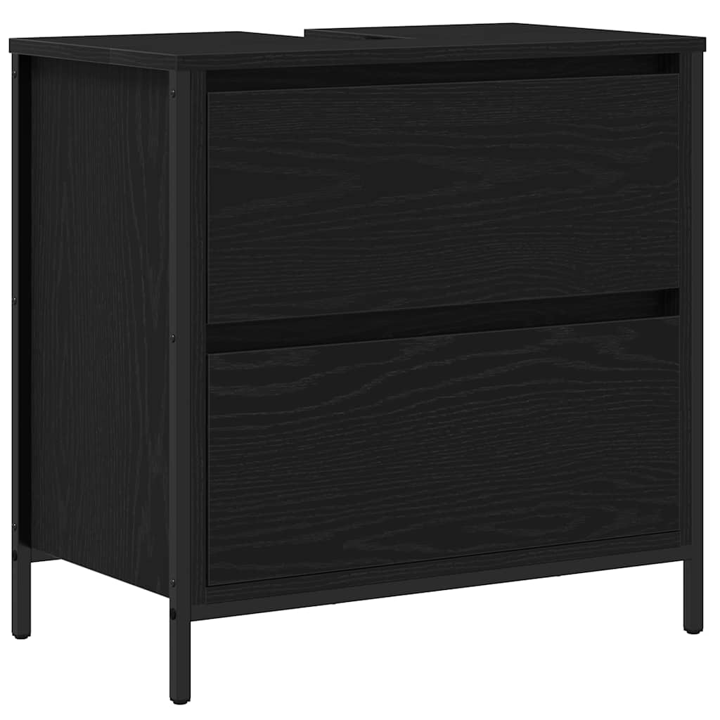 vidaXL Badezimmermöbel-Set mit Regal 5 pcs Schwarz Holzwerkstoff