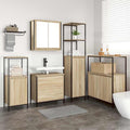 vidaXL Badezimmermöbel-Set mit Regal mit Tür 5 pcs Beige Holzwerkstoff