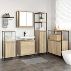 vidaXL Badezimmermöbel-Set mit Regal mit Tür 5 pcs Beige Holzwerkstoff