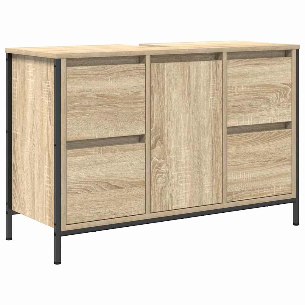 vidaXL Badezimmermöbel Set mit Regal 3 pcs Sonoma-Eiche und Schwarz