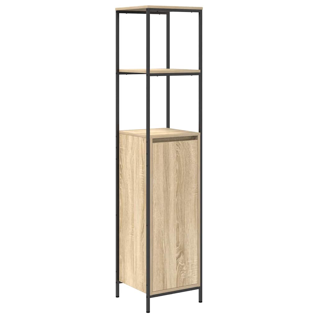 vidaXL Badezimmermöbel-Set mit Regal 5 pcs Sonoma Eiche und Schwarz