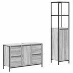 vidaXL Badezimmermöbel Set mit Regal 2 pcs Grau Sonoma und Schwarz
