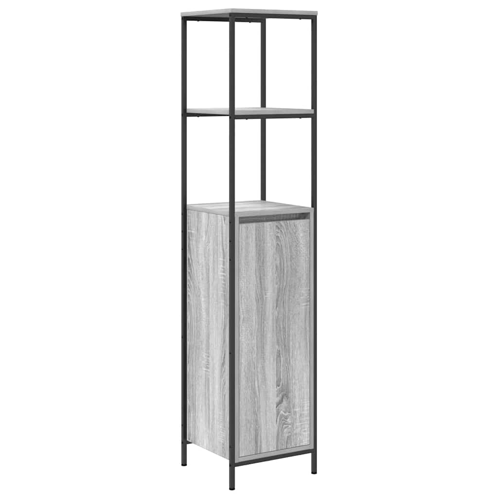 vidaXL Badezimmermöbel Set mit Regal 2 pcs Grau Sonoma und Schwarz