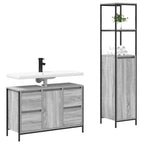 vidaXL Badezimmermöbel Set mit Regal 2 pcs Grau Sonoma und Schwarz