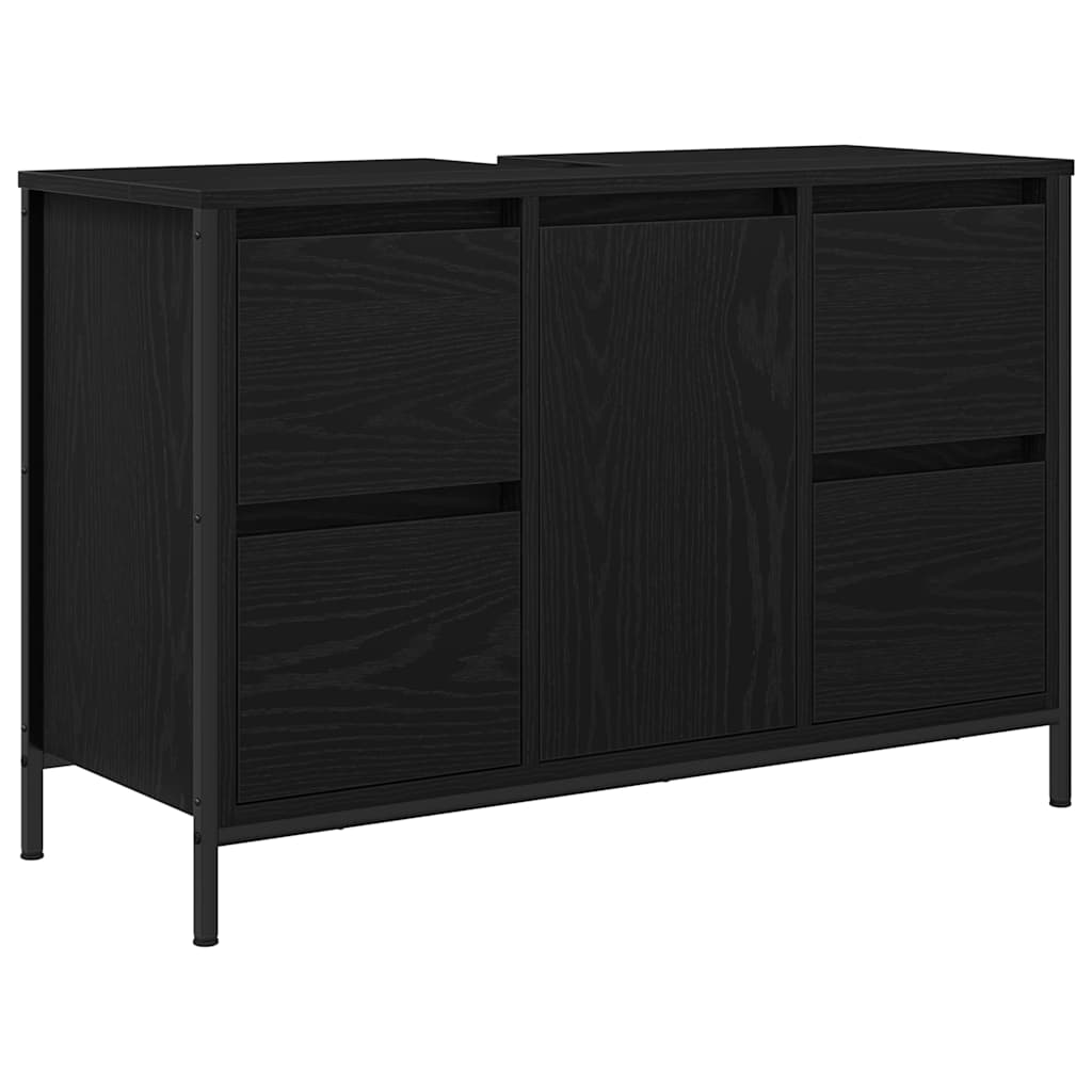 vidaXL Badezimmermöbel Set mit Schubladen 2 pcs Schwarz Eichen-Optik