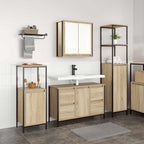 vidaXL Badezimmermöbel Set mit Regal 3 pcs Sonoma-Eiche und Schwarz