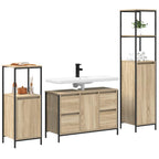 vidaXL Badezimmermöbel Set mit Regal 3 pcs Sonoma-Eiche und Schwarz