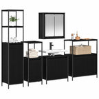 vidaXL Badezimmermöbel-Set 5 pcs Schwarz Eichen-Optik Holzwerkstoff
