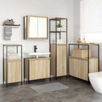 vidaXL Badezimmermöbel-Set mit Regal 5 pcs Sonoma Eiche und Schwarz
