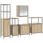 vidaXL Badezimmermöbel-Set mit Regal 5 pcs Sonoma Eiche und Schwarz