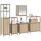 vidaXL Badezimmermöbel-Set mit Regal 5 pcs Sonoma Eiche und Schwarz