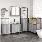 vidaXL Badezimmermöbel-Set 5 pcs Grau Sonoma und Schwarz Holzwerkstoff