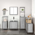vidaXL Badezimmermöbel-Set 5 pcs Grau Sonoma und Schwarz Holzwerkstoff