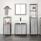 vidaXL Badezimmermöbel-Set 3 pcs Grau Sonoma und Schwarz Holzwerkstoff