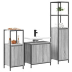 vidaXL Badezimmermöbel-Set 3 pcs Grau Sonoma und Schwarz Holzwerkstoff