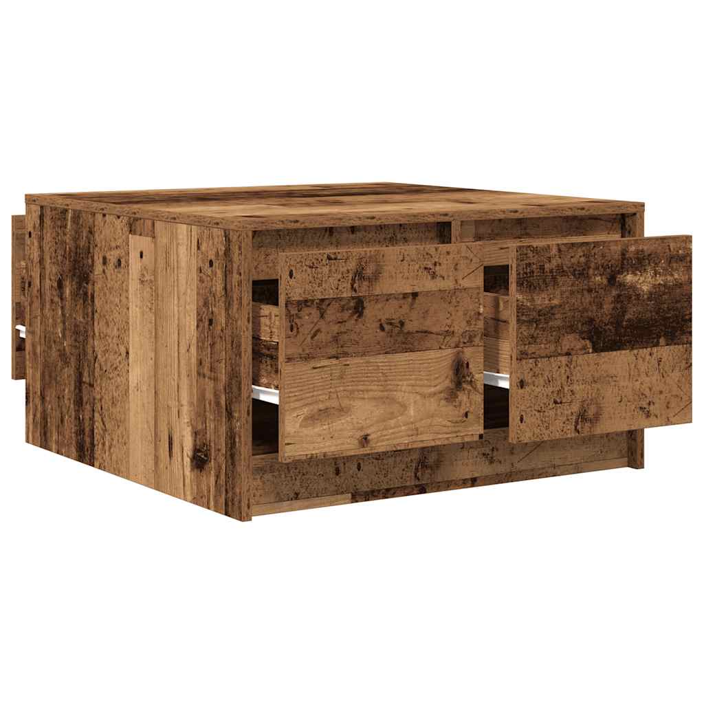 vidaXL Couchtisch mit Schubladen Altholz-Optik 70,5x70x40 cm
