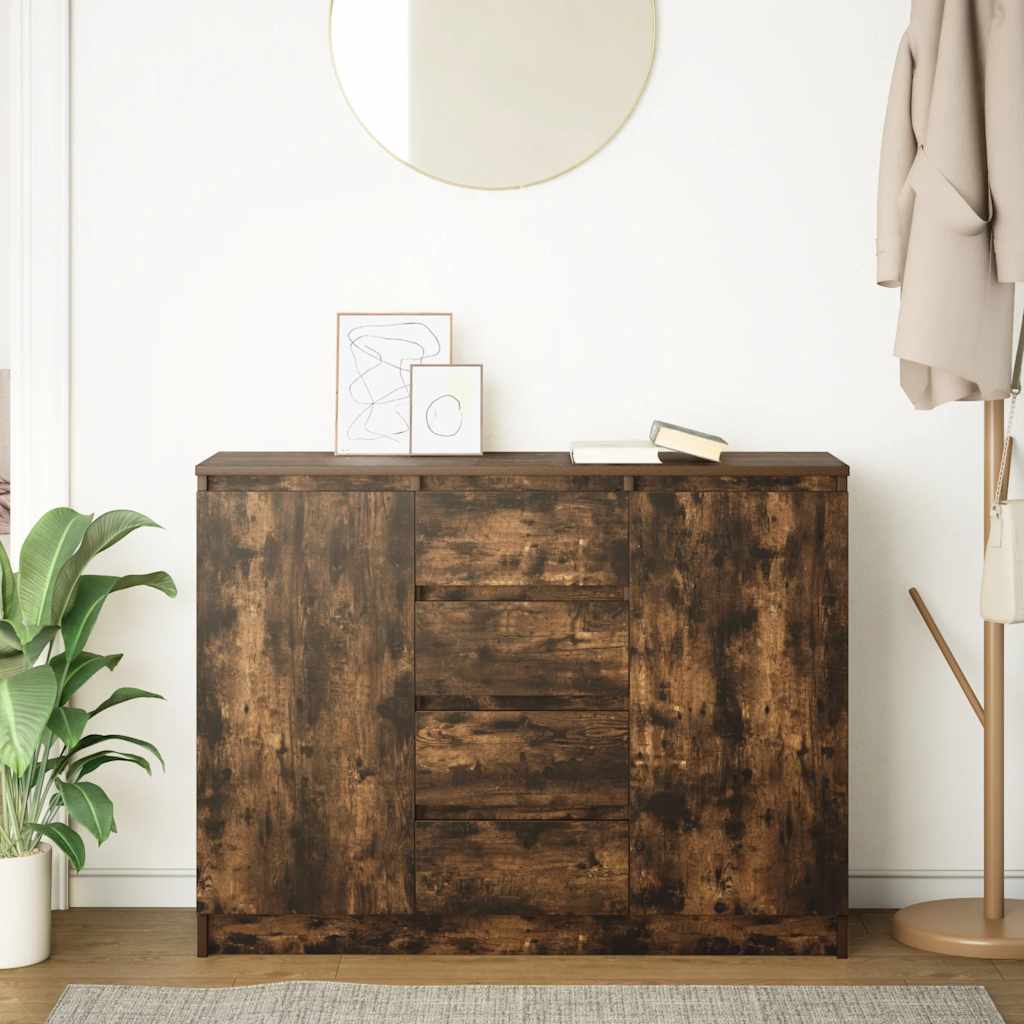 vidaXL Sideboard mit Schubladen Räuchereiche 100,5x35x76 cm