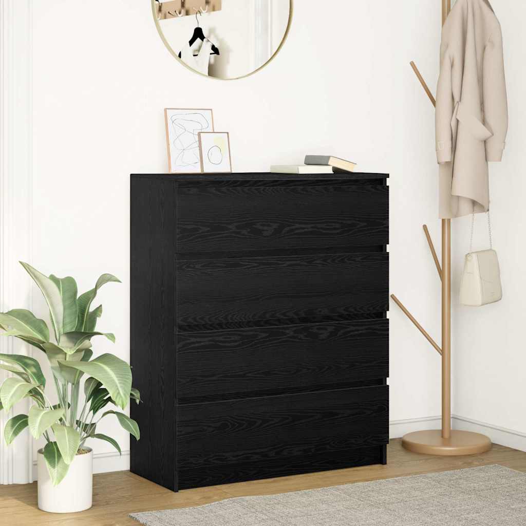 vidaXL Sideboard Schwarz Eichen-Optik 80x35x99 cm Holzwerkstoff