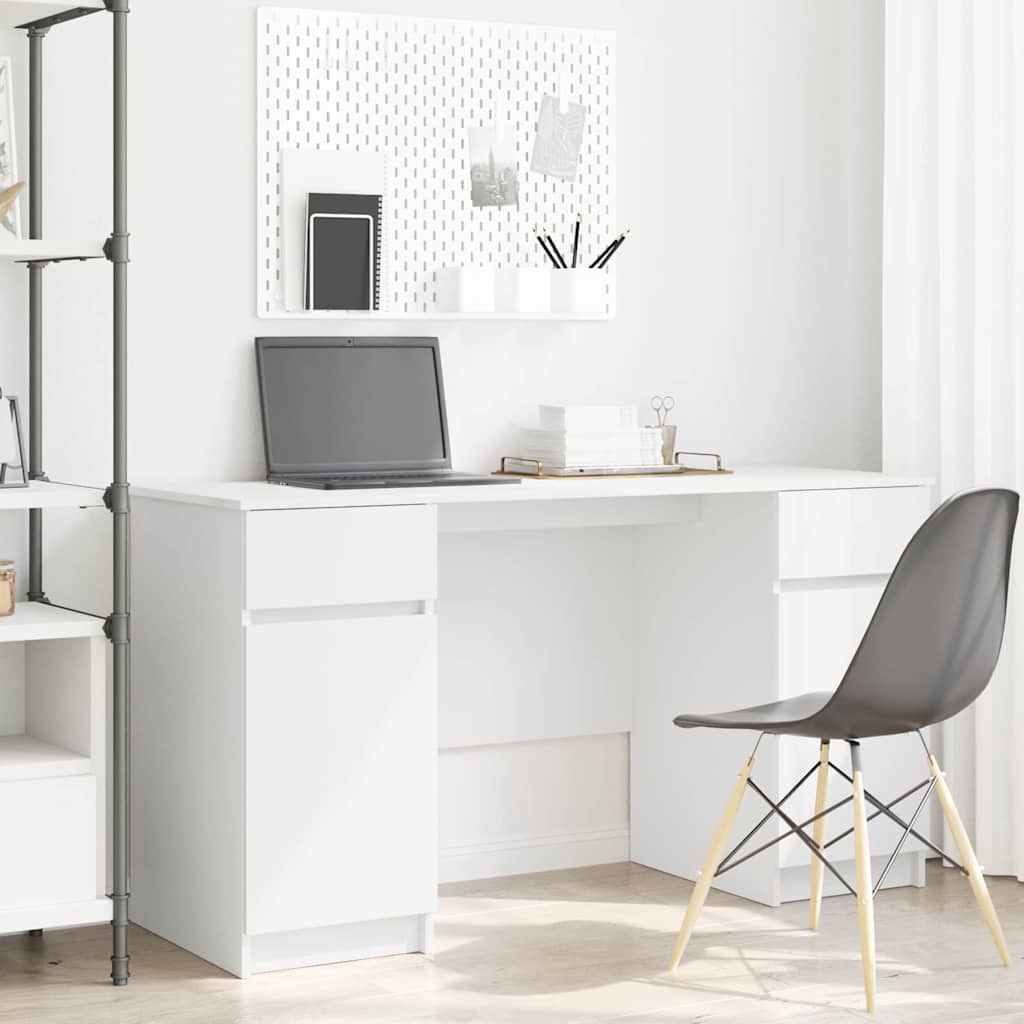 vidaXL Schreibtisch mit Schubladen Weiß 140 x 49 x 76 cm Holzwerkstoff