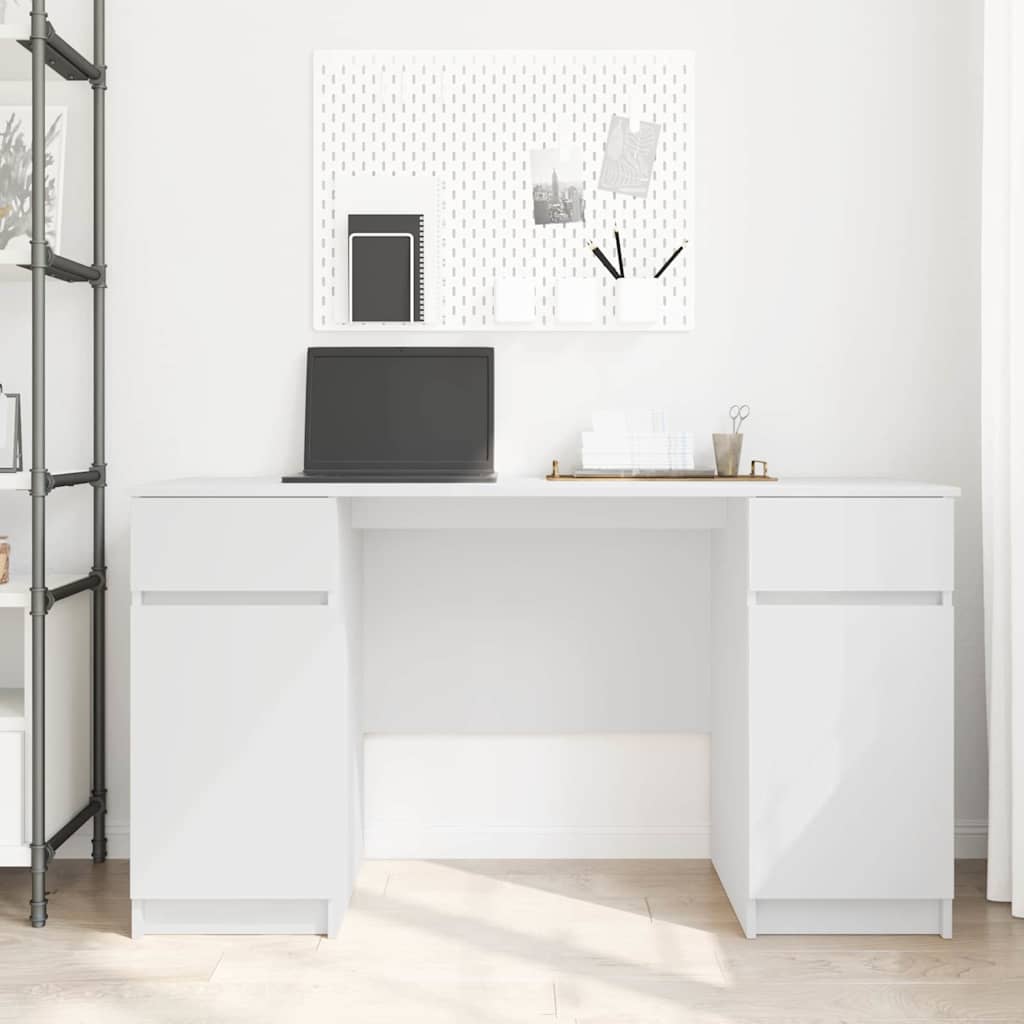 vidaXL Schreibtisch mit Schubladen Weiß 140 x 49 x 76 cm Holzwerkstoff