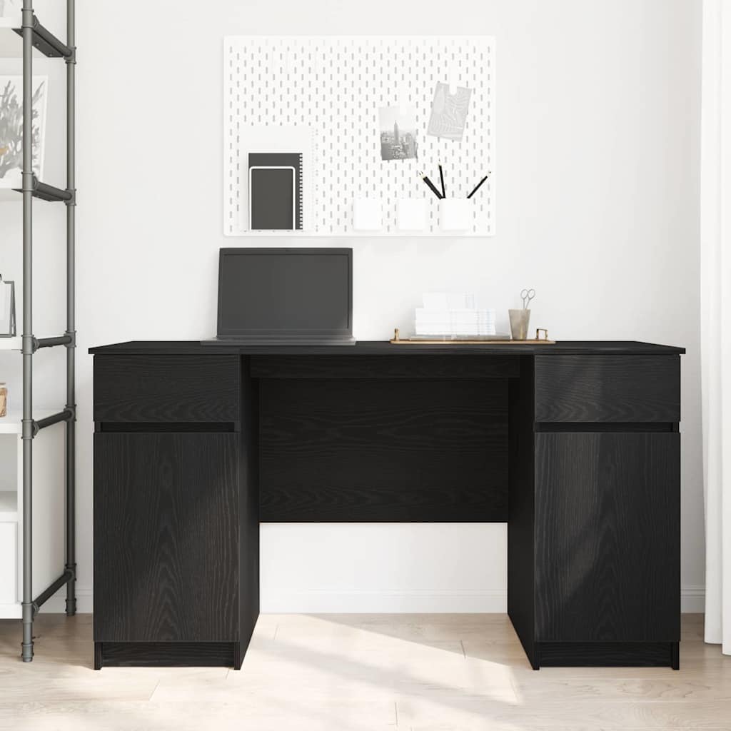 vidaXL Schreibtisch mit Regal Schwarz Eichen-Optik 140 x 49 x 76 cm