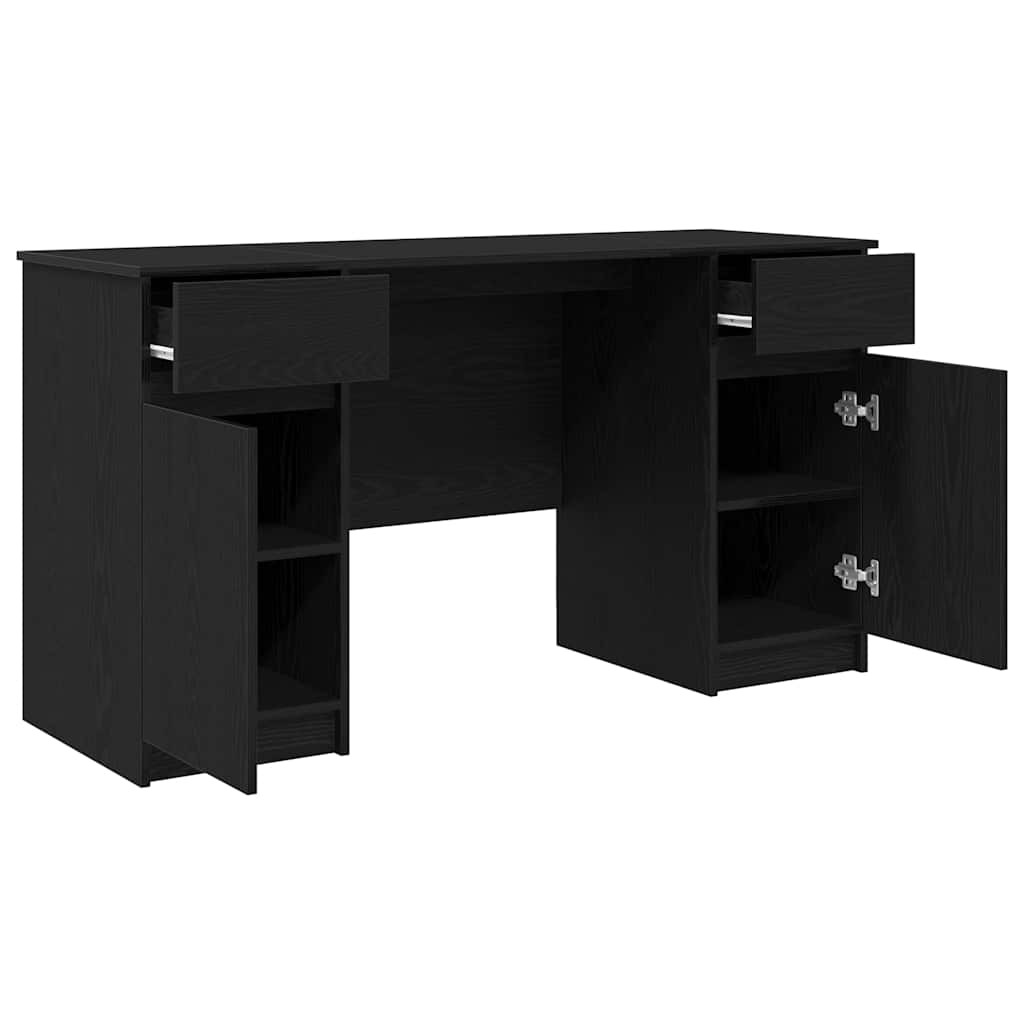 vidaXL Schreibtisch mit Regal Schwarz Eichen-Optik 140 x 49 x 76 cm