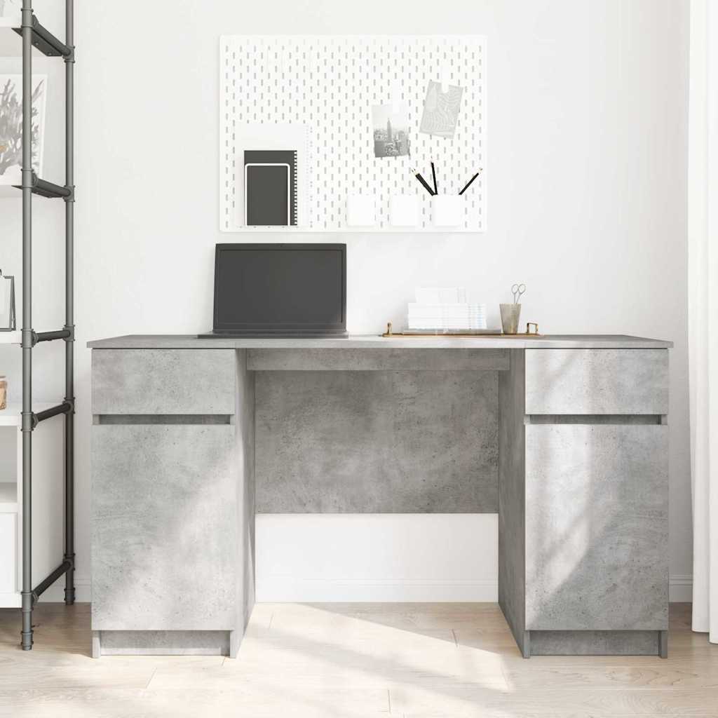 vidaXL Schreibtisch mit Regal Betongrau 140 x 49 x 76 cm Holzwerkstoff