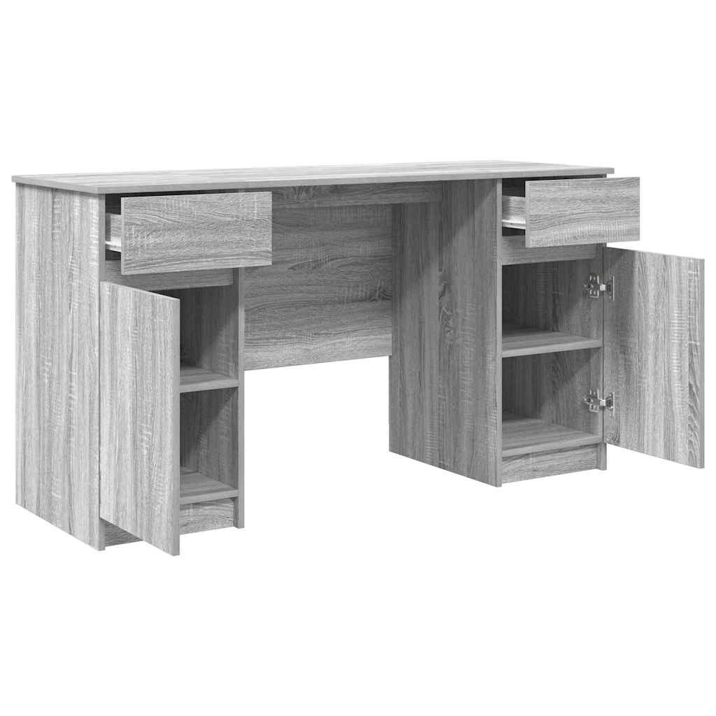 vidaXL Schreibtisch mit Tür Grau Sonoma 140 x 49 x 76 cm Holzwerkstoff
