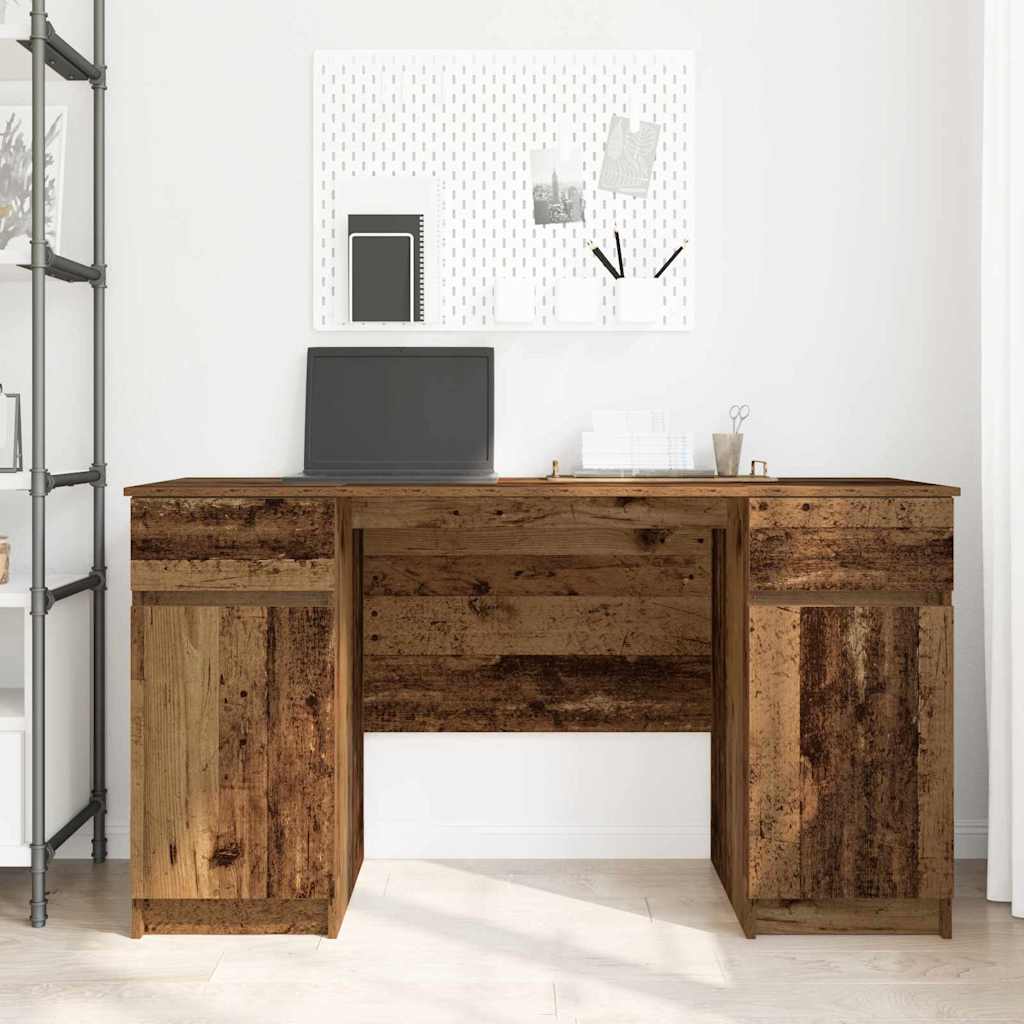 vidaXL Schreibtisch mit Regal Altholz 140 x 49 x 76 cm Holzwerkstoff
