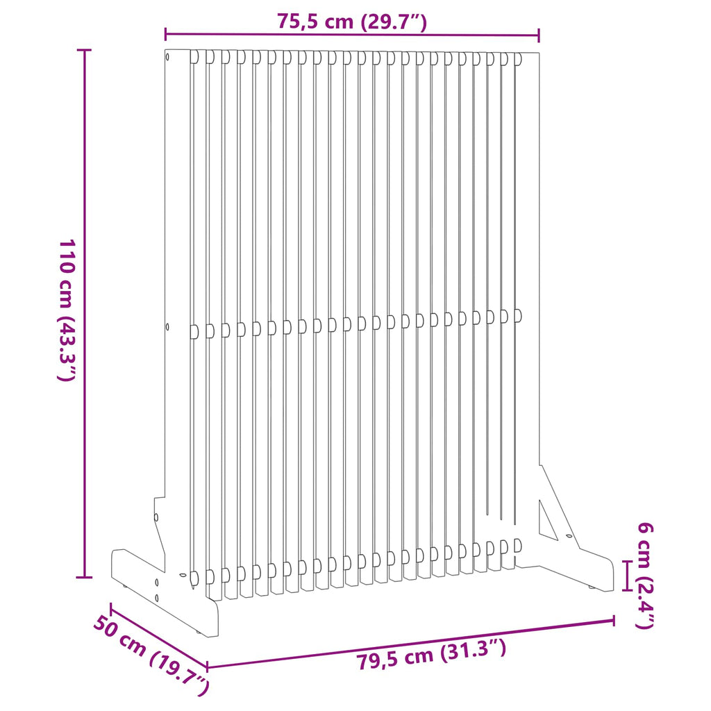 vidaXL Sichtschutz Braun 79,5 x 50 x 110 cm Massivholz Akazie