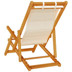 vidaXL Strandstuhl mit Armlehnen Klappbar Creme Akazienholz Textilene