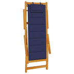 vidaXL Klappstuhl mit Armlehnen Blaues Akazienholz & Textilene