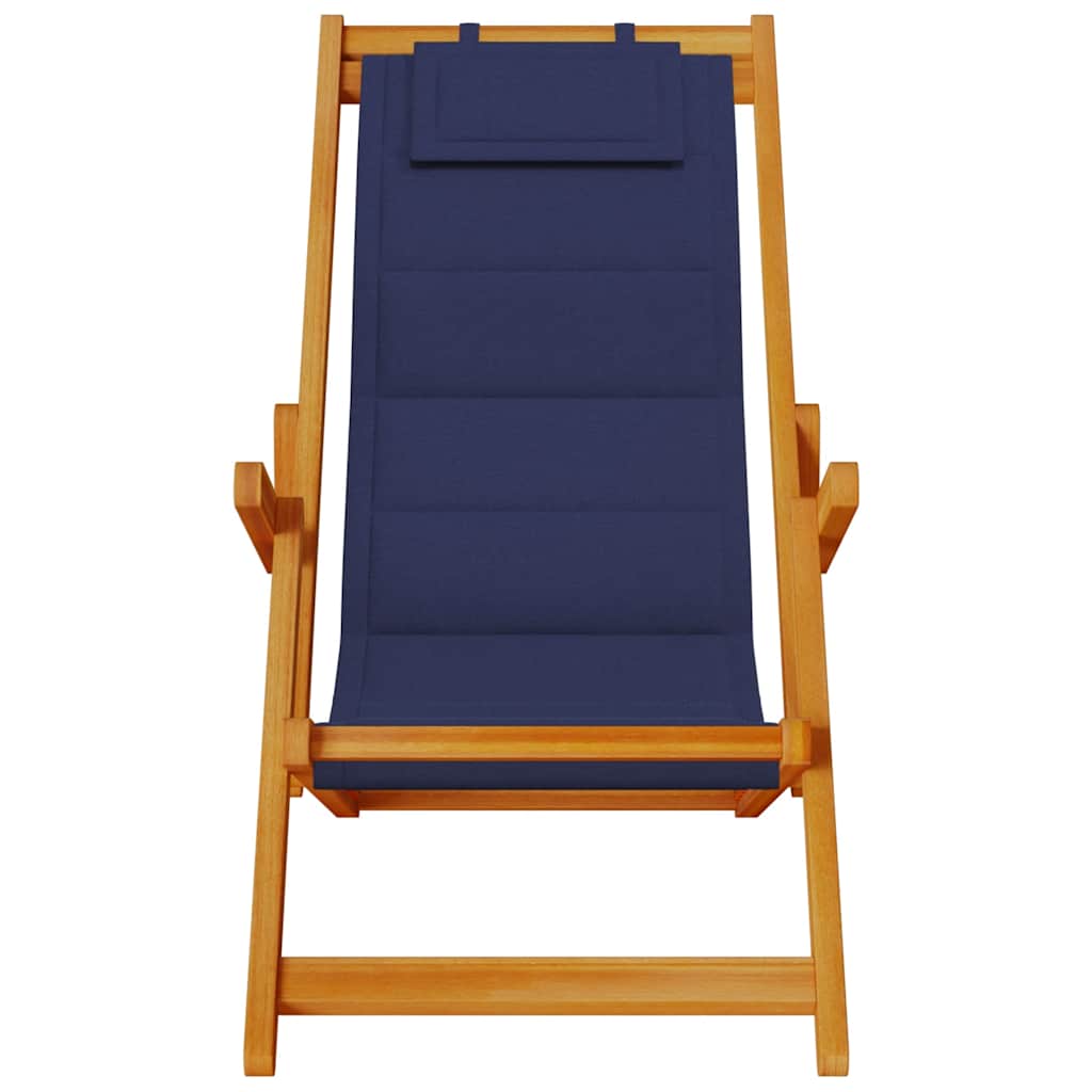 vidaXL Klappstuhl mit Armlehnen Blaues Akazienholz & Textilene