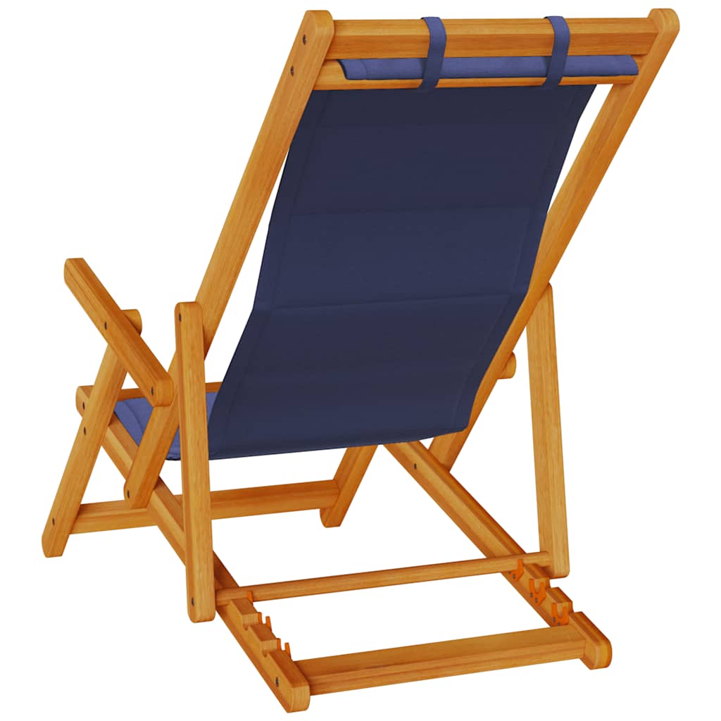 vidaXL Klappstuhl mit Armlehnen Blaues Akazienholz & Textilene