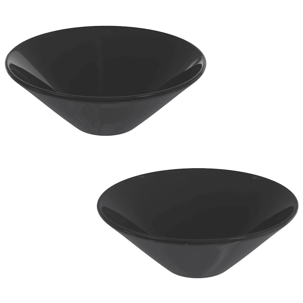 vidaXL Waschbecken 2 Stk. Schwarz Glänzend Ø42x14 cm Keramik