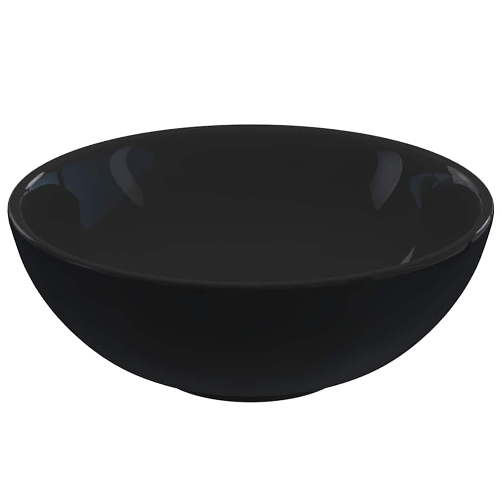 vidaXL Waschbecken Schwarz Glänzend Ø28x10 cm Keramik