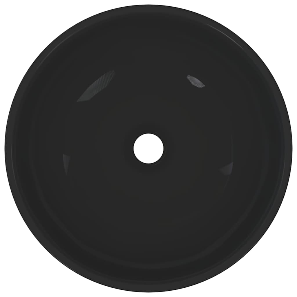 vidaXL Waschbecken Schwarz Glänzend Ø28x10 cm Keramik