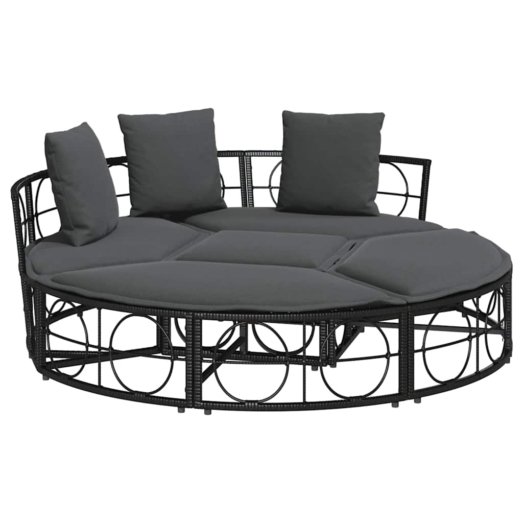 vidaXL Outdoor-Loungebett ohne Dach Schwarz Poly Rattan