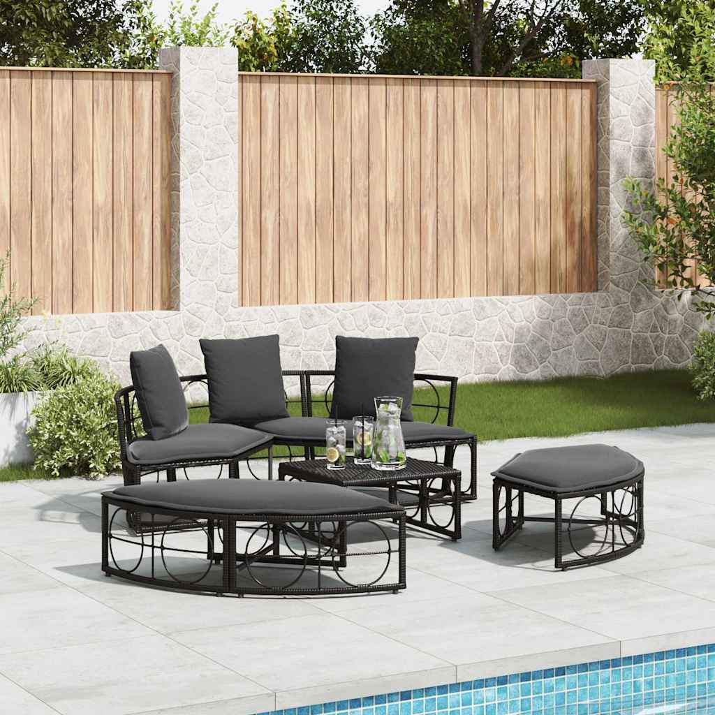 vidaXL Outdoor-Loungebett ohne Dach Schwarz Poly Rattan