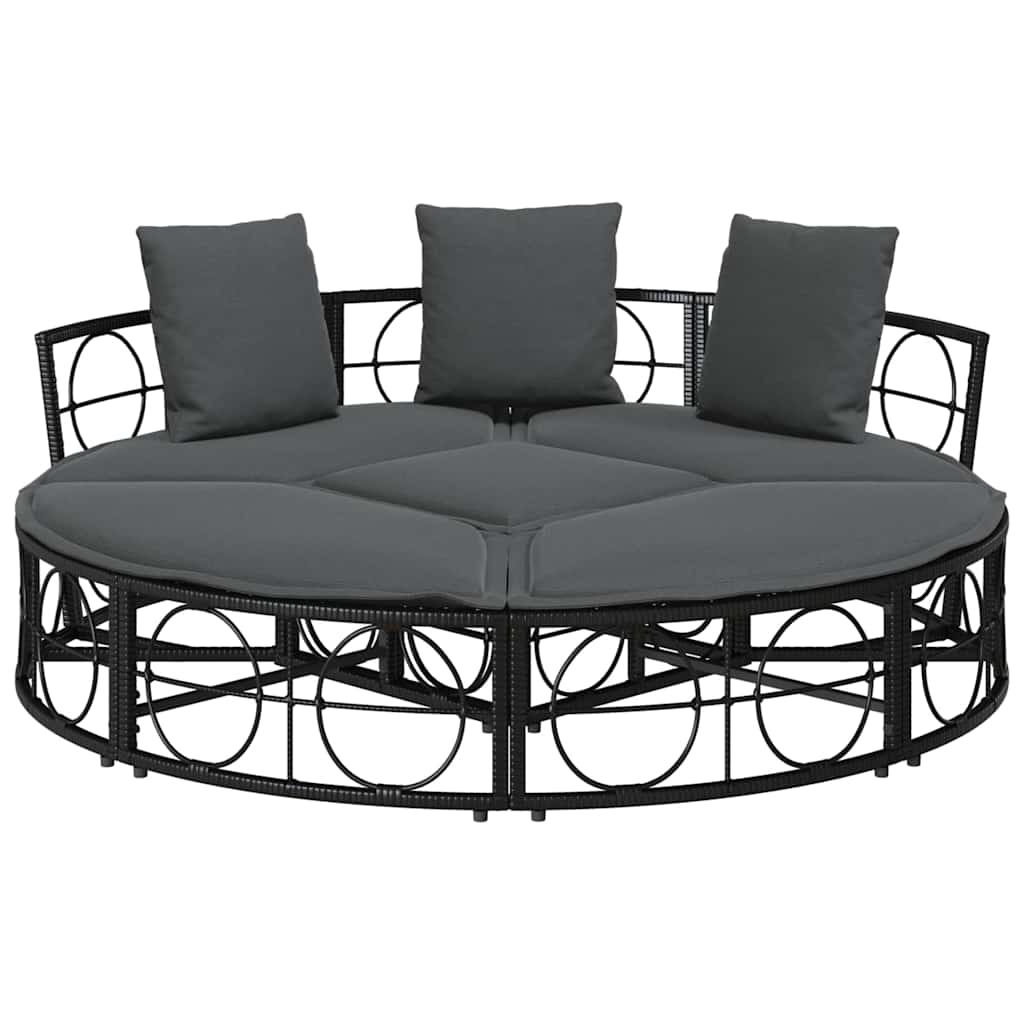 vidaXL Outdoor-Loungebett ohne Dach Schwarz Poly Rattan