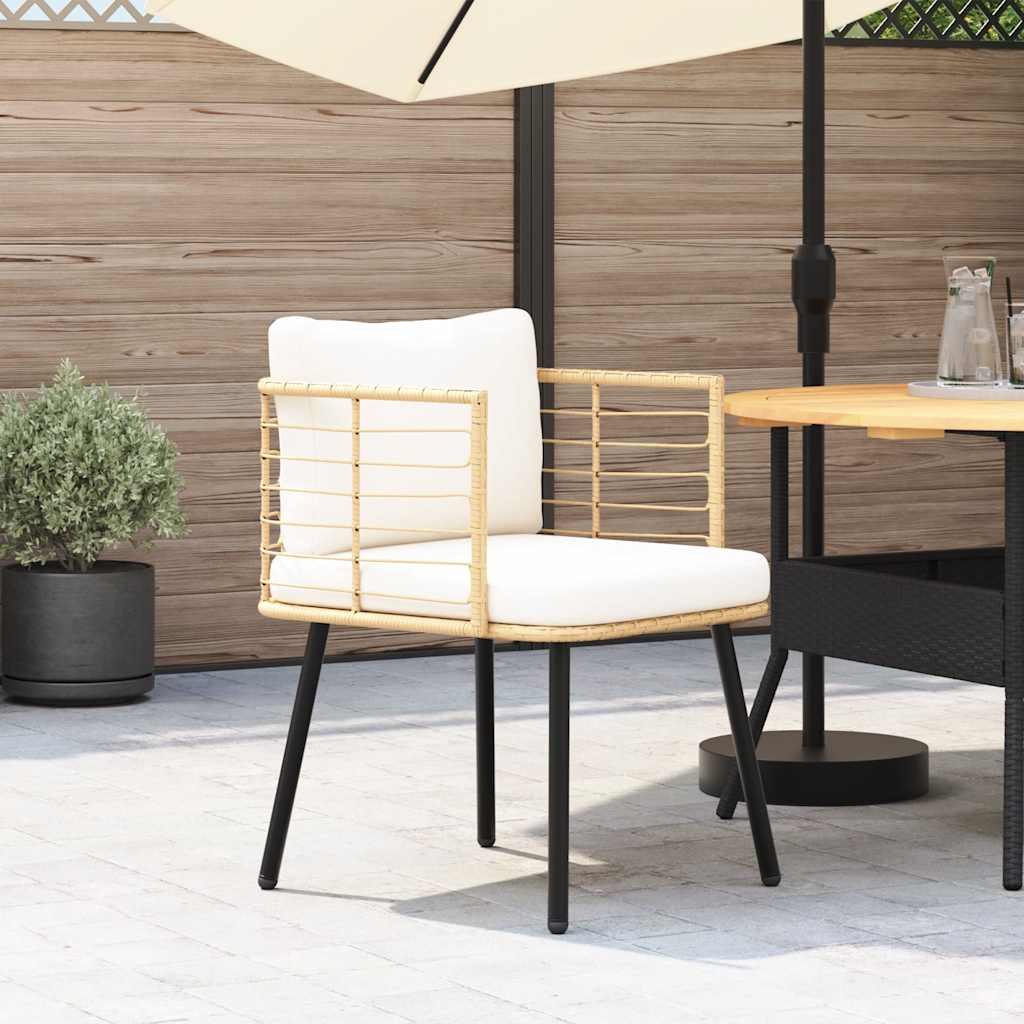 vidaXL Gartenstuhl mit Kissen Natur Poly Rattan