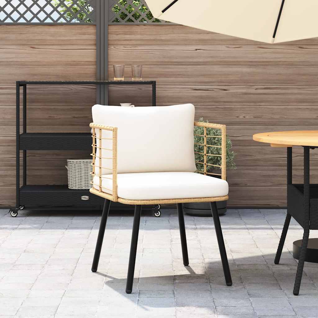 vidaXL Gartenstuhl mit Kissen Natur Poly Rattan