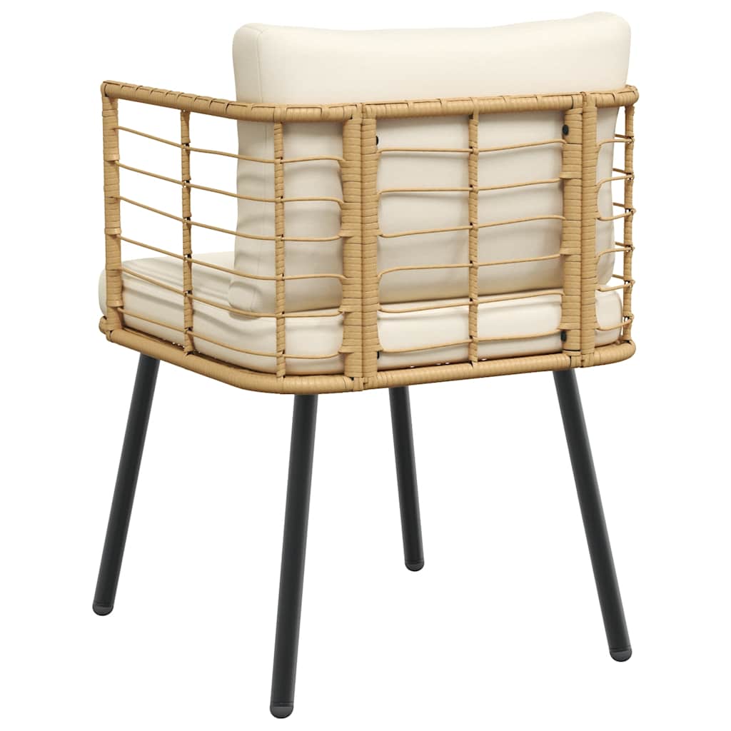 vidaXL Gartenstuhl mit Kissen Natur Poly Rattan