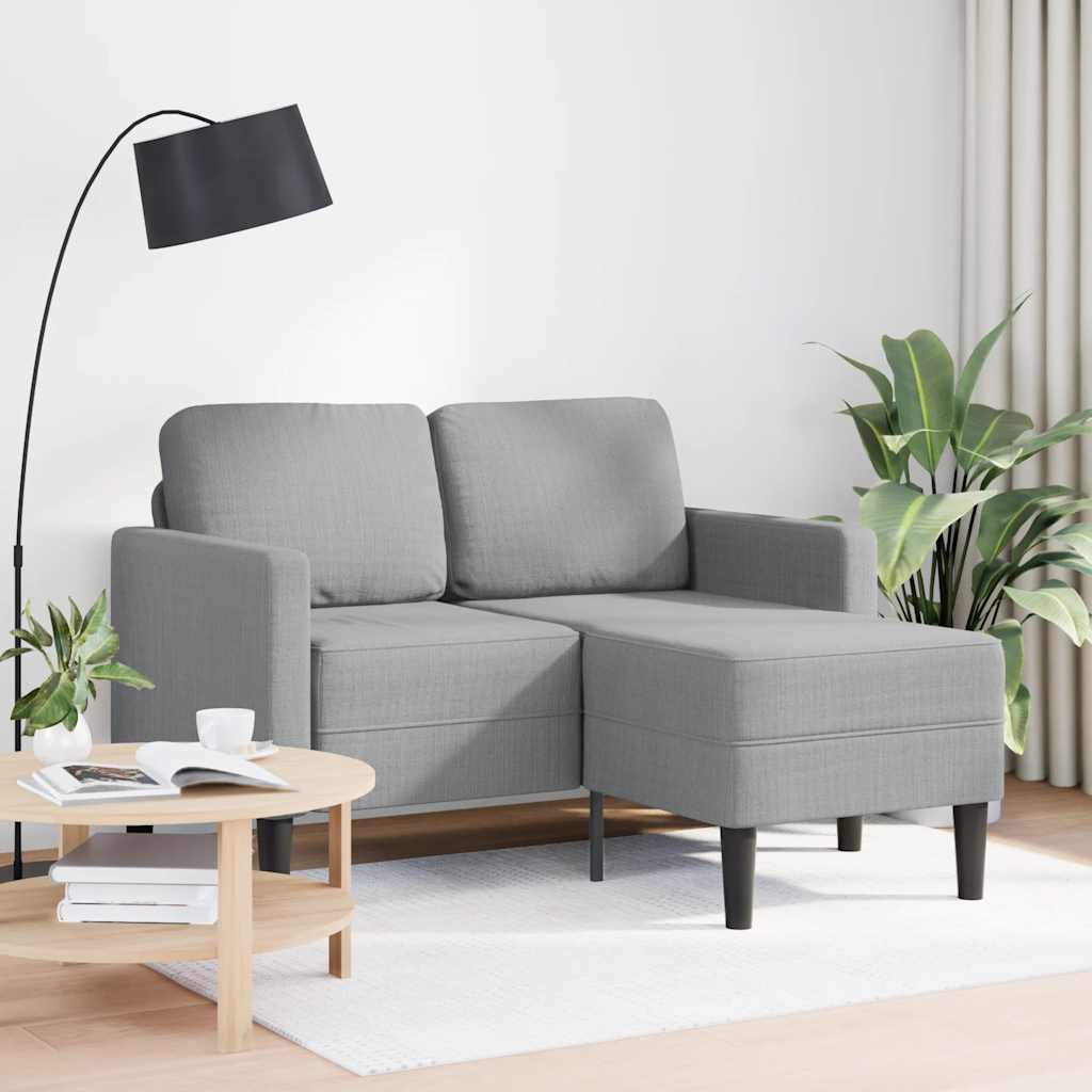 vidaXL 2-Sitzer-Sofa mit Chaiselongue L-Form Hellgrau 125 cm Stoff
