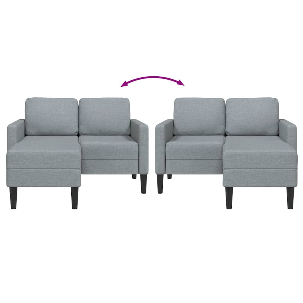 vidaXL 2-Sitzer-Sofa mit Chaiselongue L-Form Hellgrau 125 cm Stoff