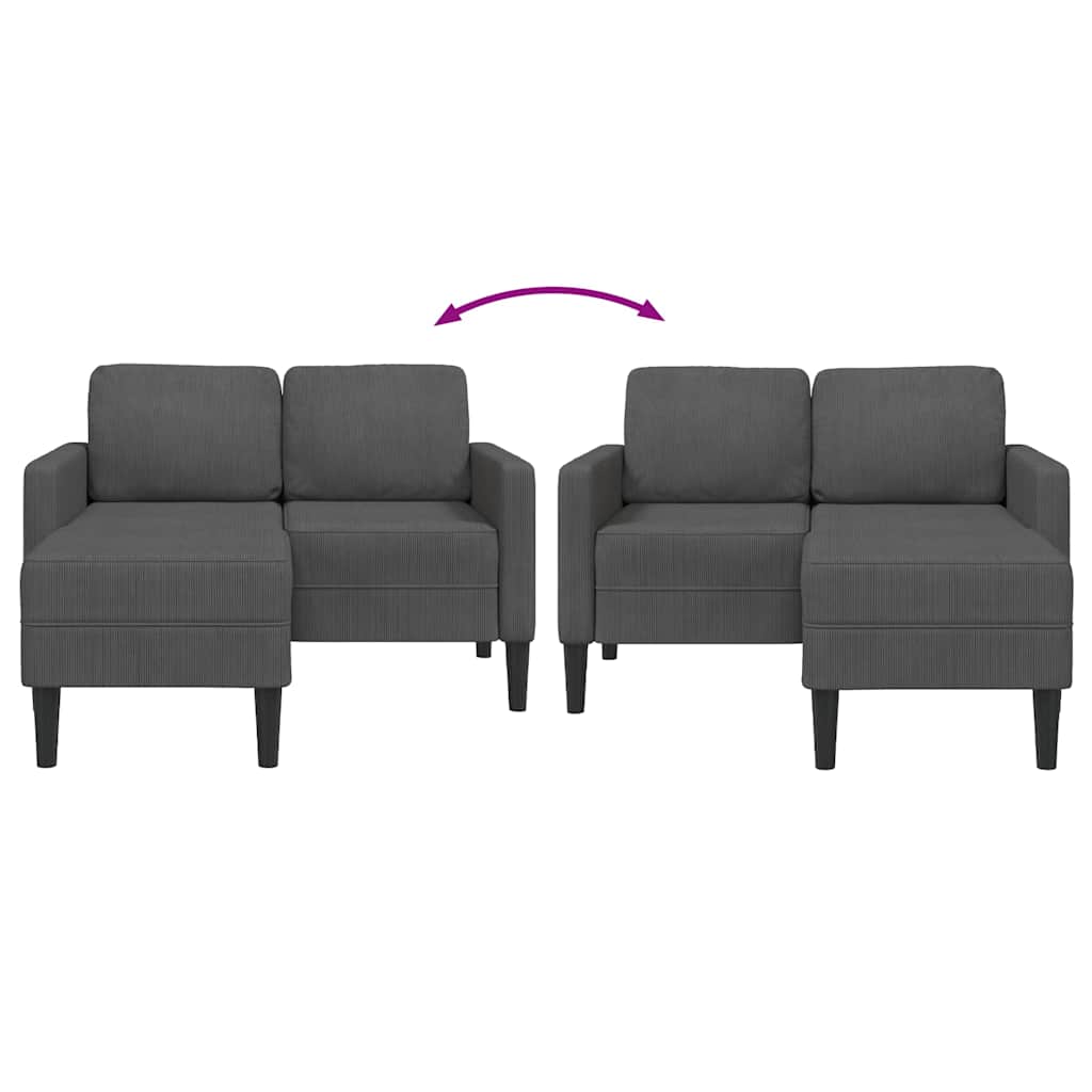 vidaXL 2-Sitzer-Sofa mit Chaiselongue L-förmig Dunkelgrau 125 cm Leinen